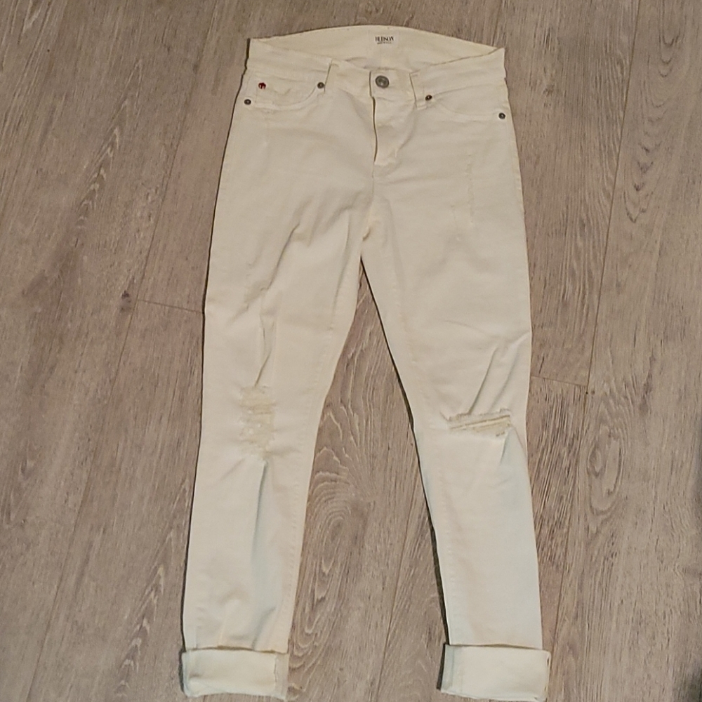 Hudson white distressed skinny jean sz 26